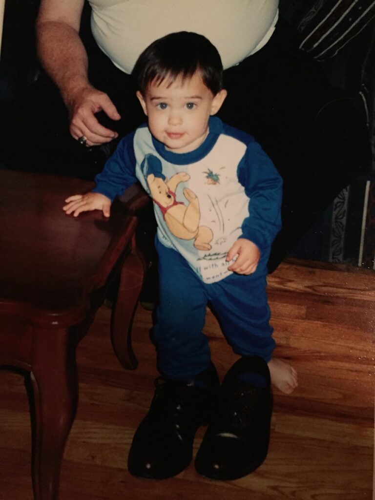 Baby Nicholas Fillinger in Pops' shoes