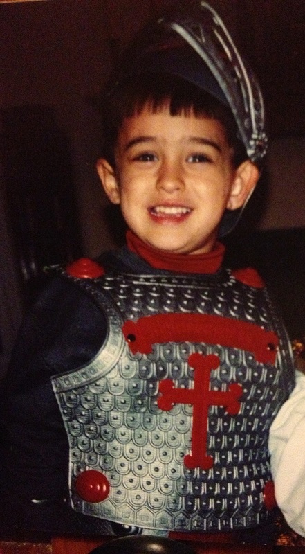 Young Nicholas Fillinger in a knight costume