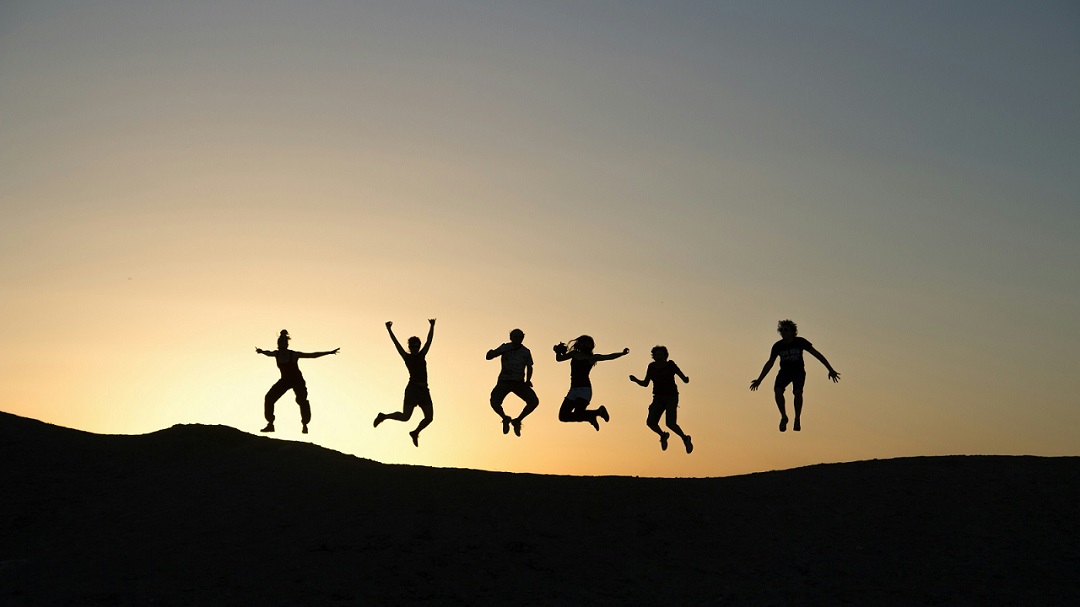 Jumping for joy in anticipation of heaven